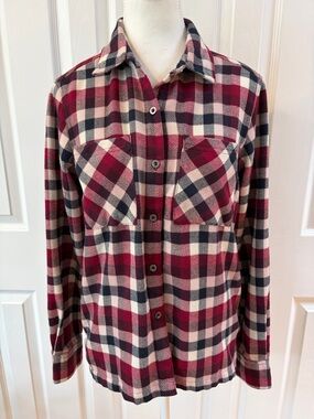 Outdoor Research Burgundy Plaid Flannel Button Up Shirt Size S